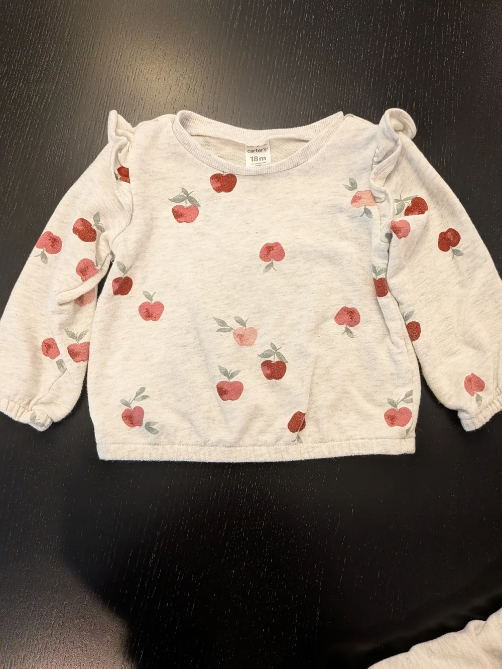 Carter's Cream Sweatshirt & Jogger Set with Red Apple Print
